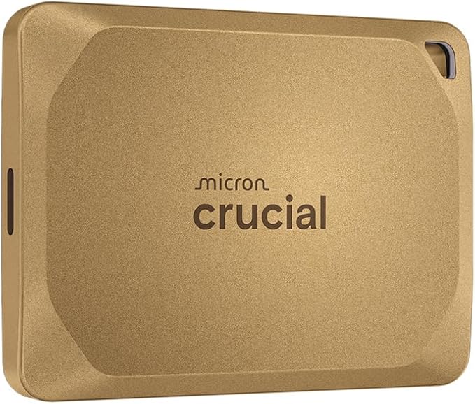 Crucial X10 Pro 2TB Portable SSD, Up to 2,100MB/s Read, 2000MB/s Write, USB 3.2 USB-C, External Solid State Drive, Durable Storage for Professional Creators, Gold - CT2000X10PROSSD9D02