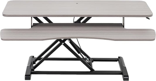 VIVO 42 inch Desk Converter, K Series, Height Adjustable Sit to Stand Riser, Dual Monitor and Laptop Workstation with Wide Keyboard Tray, Gray Top, Black Frame, DESK-V042KG