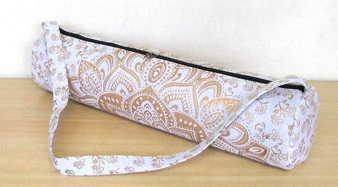 ICC Black Gold Mandala Full-Zip Exercise Yoga Mat Carry Bag Gym Beach Pilates Carrier Bags Hippie Mandala Indian Cotton Bag