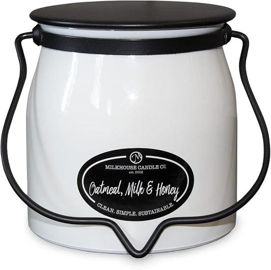 Milkhouse Candle Company - Oatmeal, Milk & Honey - Creamery Collection - 16oz Double Cotton Wick Soy Candles with Beeswax - Long Burn Time, Made in The USA - Non Toxic, Premium Scented Candles