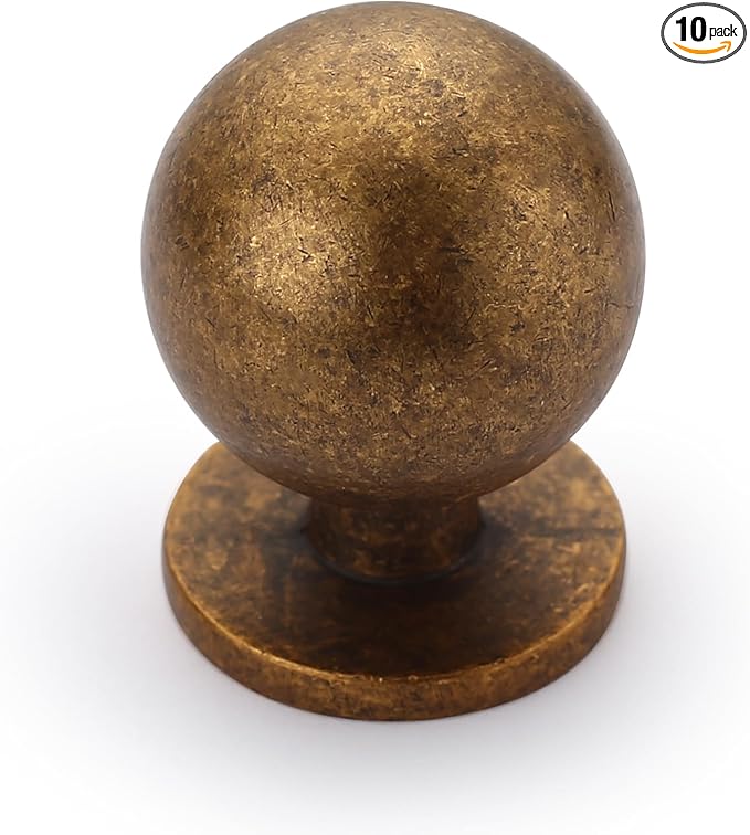 Asidrama 10 Pack Antique Brass Kitchen Cabinet Knobs, Vintage Retro Cabinet Knob Kitchen Cabinet Hardware for Cupboard Drawer Knob Dresser Knobs