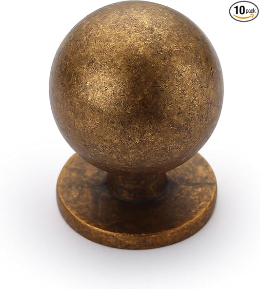 Asidrama 10 Pack Antique Brass Kitchen Cabinet Knobs, Vintage Retro Cabinet Knob Kitchen Cabinet Hardware for Cupboard Drawer Knob Dresser Knobs