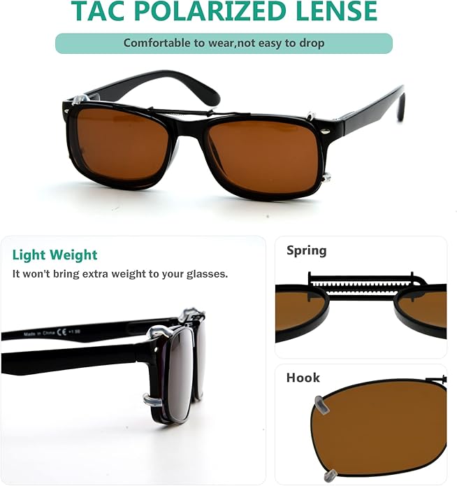 Eyekepper Large Clip On Sunglasses With Spring Draw Bar Polarized