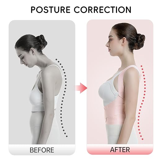 babaka Posture Corrector for Women, Invisible Lightweight Adjustable Back Brace for Upper and Lower Back Pain Relief, Hunchback, Hump, Scoliosis, Thoracic, Spine Corrector Under Clothes (Pink, Small, Waist: 25''-30'')