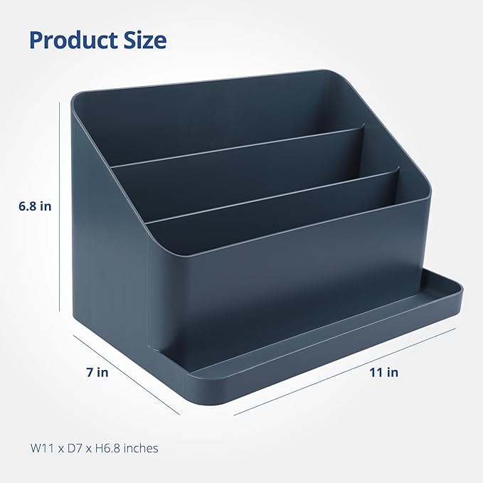 BLUE GINKGO Desk Organizer – Korean-Made Office Storage for Pens, Notes, Mail, and Supplies (Prussian Blue)