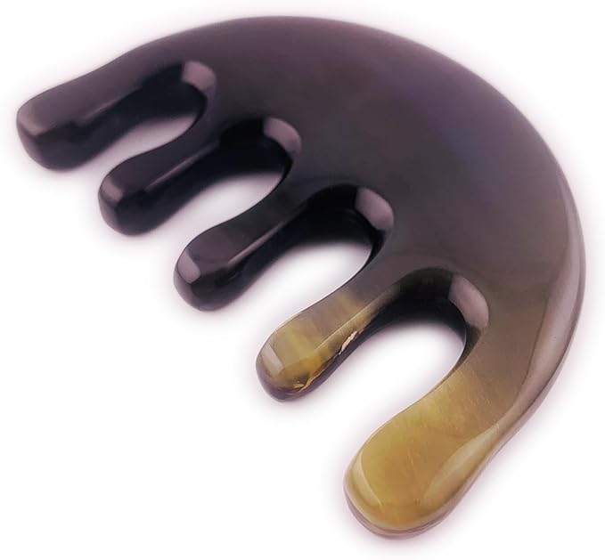 Gua Sha Comb – Natural Buffalo Horn Scalp Massage Comb for Hair Gua Sha and Stimulation, Gua Sha Brush Scalp Massager Tool with Combed Tooth Edge for Head Spa and Scalp Care