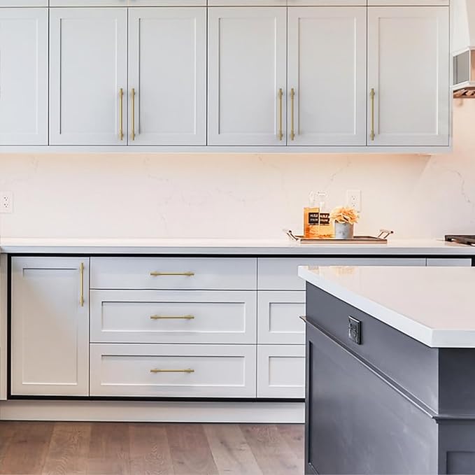 Amerdeco 10 Pack Champagne Bronze Cabinet Pulls 7.5 Inch(192MM) Hole Centers Kitchen Cabinet Handles Hardware for Cabinets Cupboard Handles Drawer Pulls ZH0071