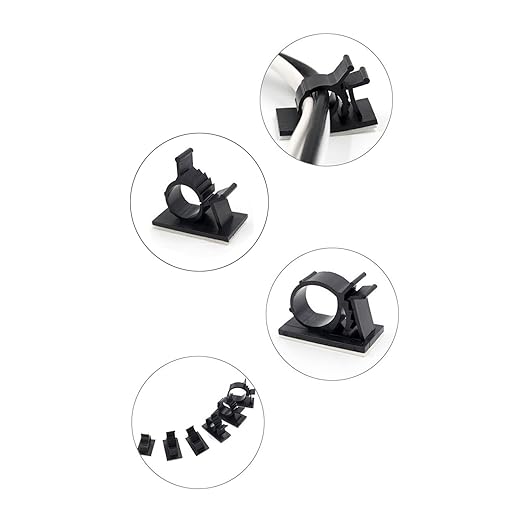 Cable Clips,GLE2016 Self-Adhesive Wire Holder Cable Organizer Cord Management Clamps with Adjustable Backed 20 Pack Black
