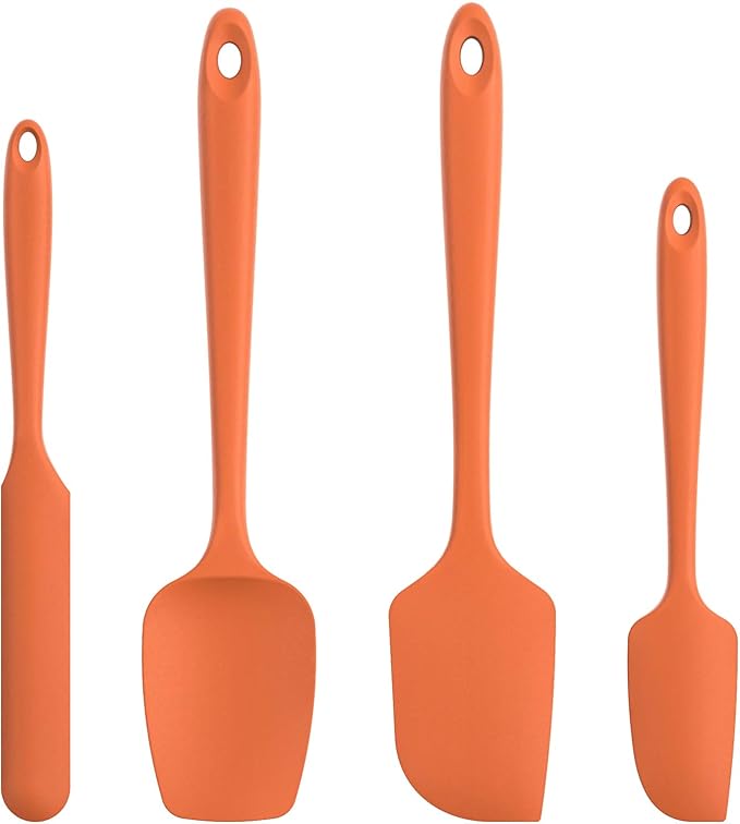 U-Taste Silicone Spatula Set with 600 Degrees Fahrenheit Heat Resistant (Orange)