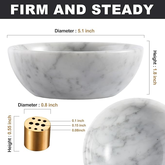 Koville Italian Natural Marble Incense Holder, Incense Holders for Sticks, Sturdy Incense Burner Ash Catcher, Ideal for Meditation, Relaxing, Easy to Clean(Bianco Carrara)