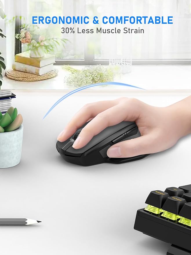 E-YOOSO Wireless Mouse for Laptop, 2.4GHz Computer Mouse 5 Adjustable DPI Office Cordless Mice with USBA Receiver, 6 Buttons, 4000 DPI, Medium to Large Sized Hands Compatible with PC, Laptop, Desktop