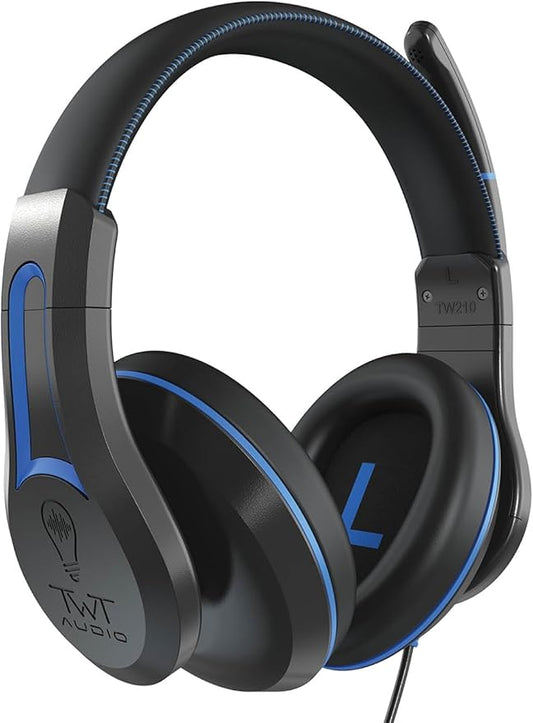 TWT Audio Classroom Headsets with Microphone – Duro TW210 2nd Gen Over Ear Wired Headphones Bulk 20 Pack, Durable, Comfortable 3.5mm Headset with Mic for School, Labs, Testing, Students