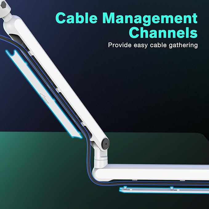 FIFINE Boom Arm Mic Stand, Low Profile Microphone Arm Stand, Podcast Mic Boom Arm with Desk Mount, Cable Channels Management, Metal Boom Arm White for Recording/Streaming/Gaming/Home Office-BM88W
