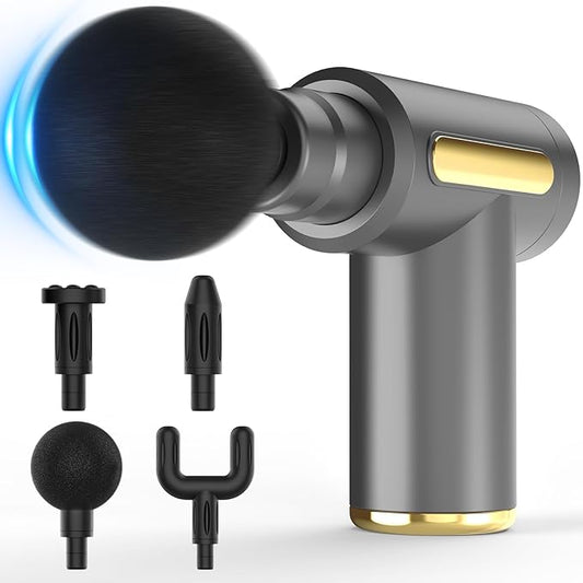 Massage Gun, Small Travel Tool, Massage Gun Deep Tissue,Percussion Handheld Portable Muscle Massager Tool for Full Body Pain Relief, Ideal Gifts for Men, Women(Gray)