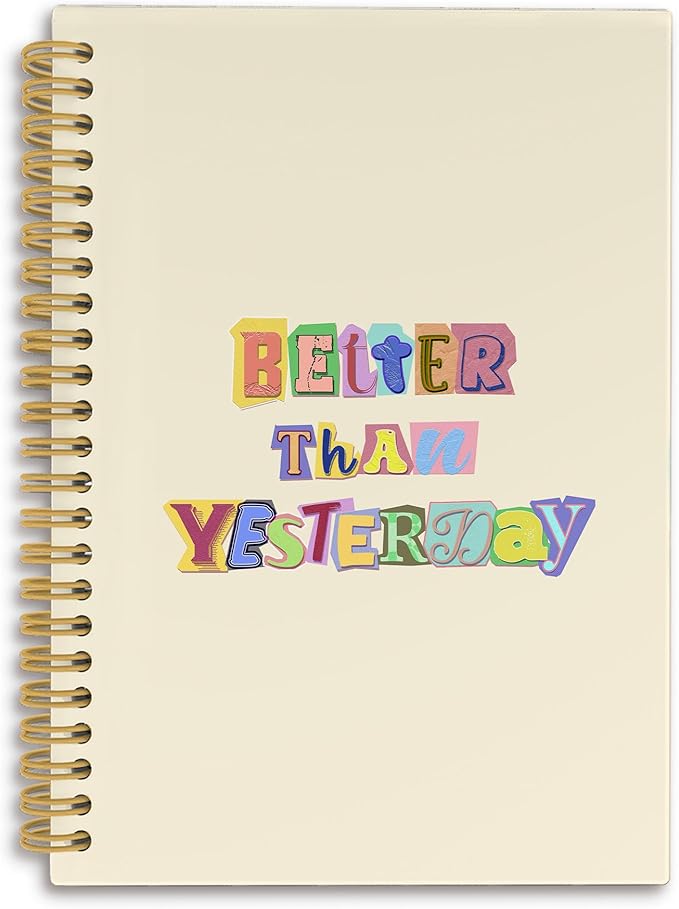 Trendy Mental Health Spiral Notebook, Better Than Yesterday Inspirational Journal, Motivational Notebooks for School Work, Therapy Office Supplies, Positive Gifts for Women, 5.5x8.3 Inch