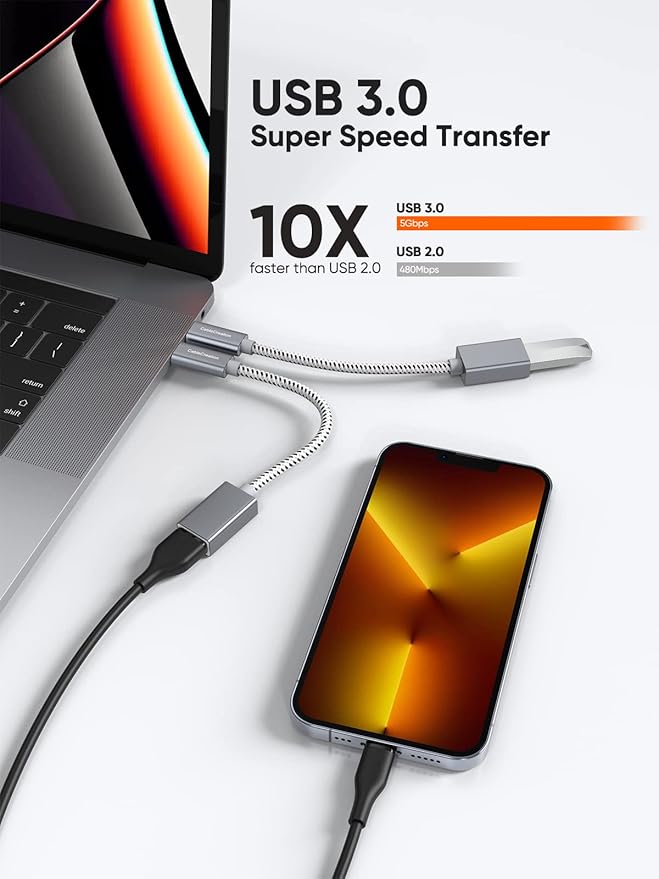 CableCreation USB to USB C Adapter 0.5FT/0.15m, USB C OTG Cable,Type C to USB A Female Connector for MacBook Pro Air, iPad Mini/Pro, XPS, Galaxy S22 Ultra, iPhone 16, Surface Go