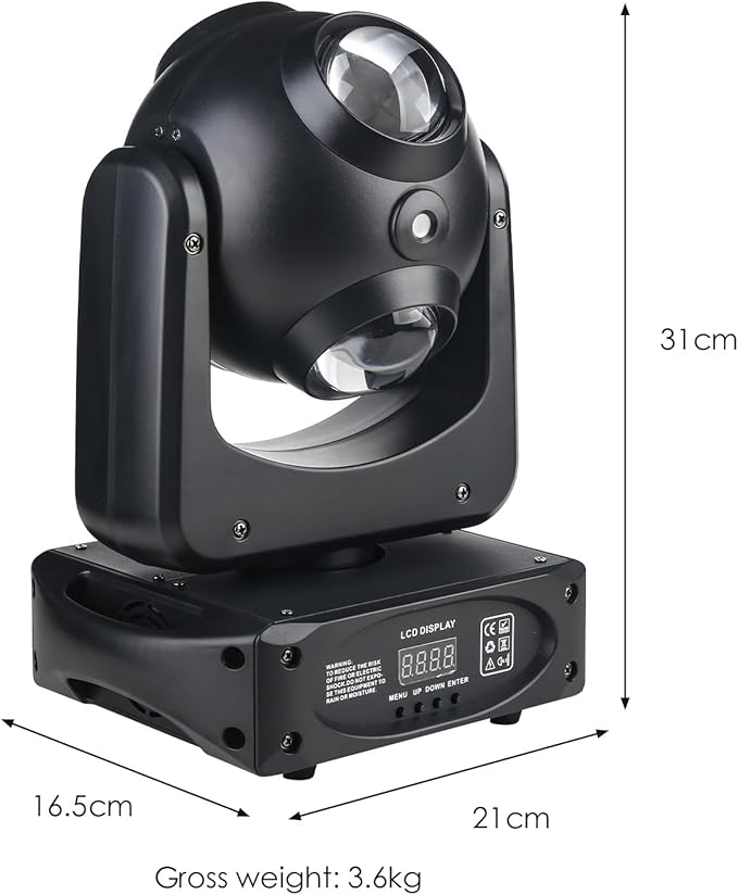 PartyLights 100W Moving Head Light with Beam Effect Scan, Sound Activated for Weddings & Live Events