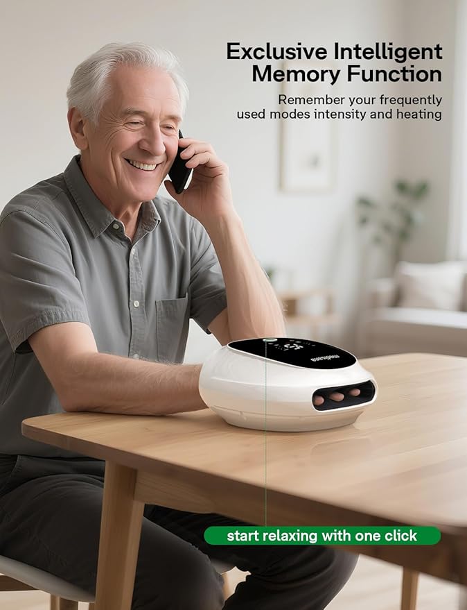 Hand Massager for Arthritis and Carpal Tunnel, 6 Modes 6 Intensities Hand Massager with Heat and Compression, Large LCD Display Full Hand & Wrist Massager, Gift for Women/Men, Office & Home Use