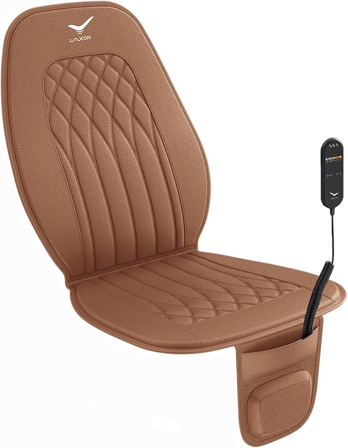 Laxon Vehicle Seat Air Massage Cover. Tailored for Long-Distance Drivers with Long Driving.11 Air Cells Dynamic Work 3 Massage Mode for Back & Hip. Relax Muscles While Driving (Brown)
