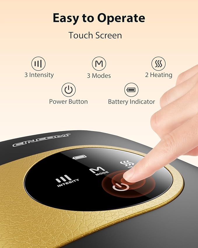 CINCOM Upgraded Hand Massager, Cordless Hand Massager with Heat and Compression for Arthritis, Carpal Tunnel and Stiff Joints, Fathers Mothers Day Gifts (Black & Yellow)