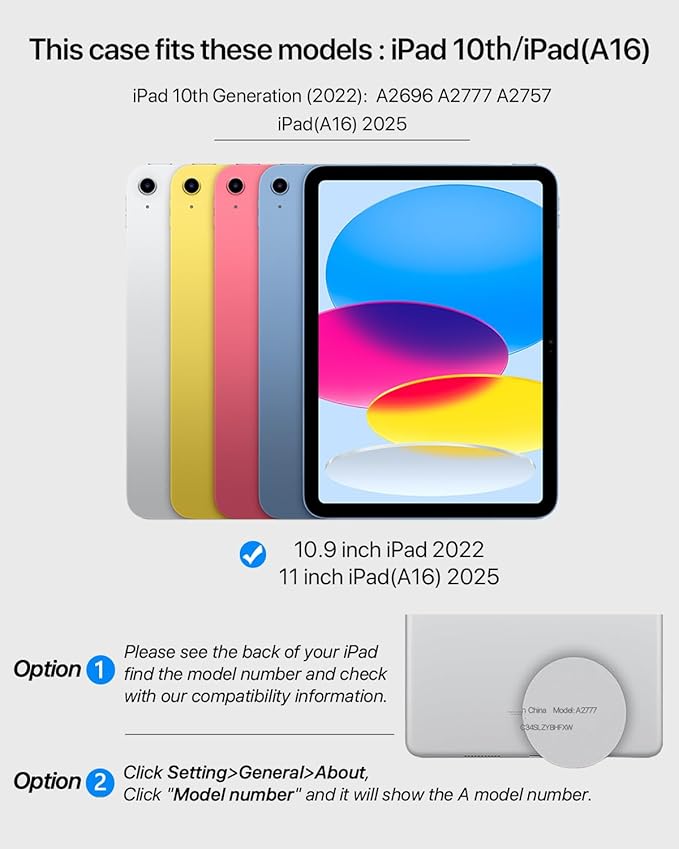 for iPad(A16) 11 inch 2025 case/10.9 inch iPad 10th Generation Case, Heavty Duty Shockproof Full Protective Case with Screen Protector and Rotatable Hand Strap, Shoulder Strap (Pure Black)