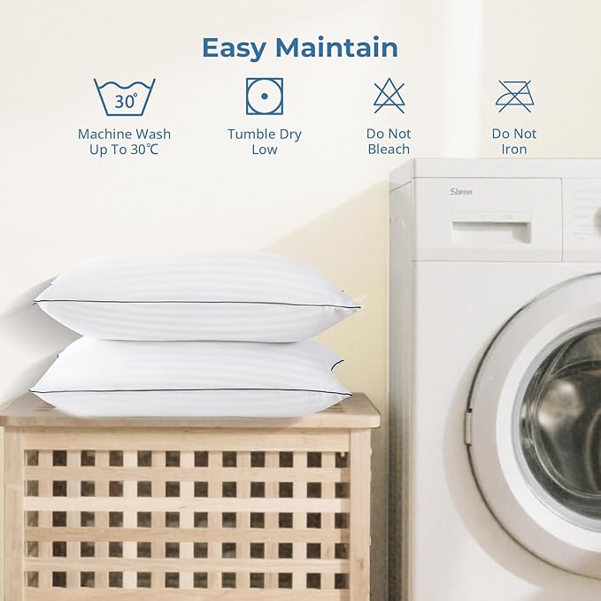 GOHOME Pillows Standard Size Set of 4 - Bed Pillows for Sleeping 4 Pack, Cooling Supportive Hotel Pillows with Premium Soft Down Alternative Fill for Side Stomach and Back Sleepers