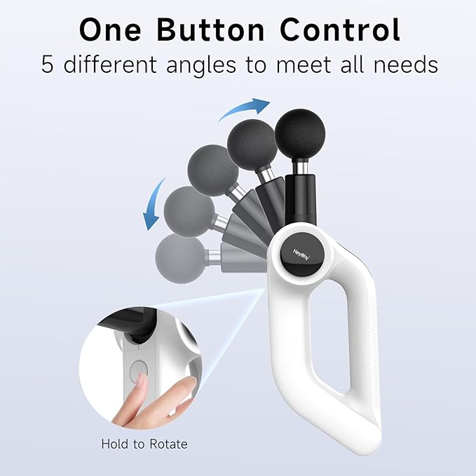 Deep Tissue Massage Gun with Heat, 12mm Amplitude Percussion Massager for Athletes & Muscle Relief, Professional Handheld Masssger Gun for Neck, Back, Shoulder, Leg, Gift for Men, White