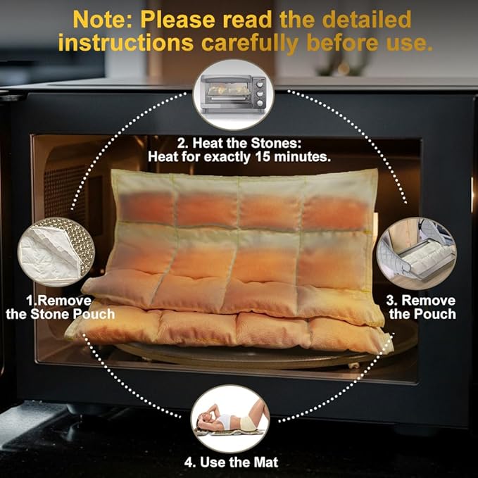 UNMERA Acupressure Mat and Pillow Set/Flower Spikes-Volcanic Stone Heating Back/Neck Pain Relief,Spa-Like Relaxation, Eco Linen, Includes Bag