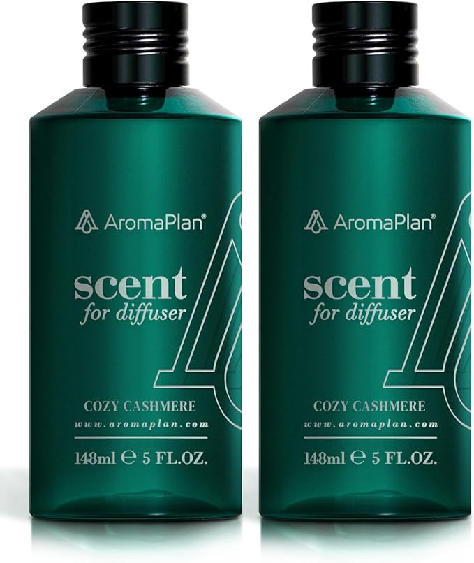 AromaPlan Hotel Scents Cozy Cashmere 5 Fl Oz (2 Pack), Luxury Aroma & Hotel Fragrance Diffuser Oil- Hotel Diffuser Oil for Aromatherapy- USA Made, Bigger Bottle, Bolder Aroma & Longer Lasting
