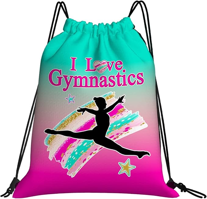 Gymnastics Drawstring Bags For Women Gymnast Drawstring Backpack Water Resistant String Bag Sports Gym Bag