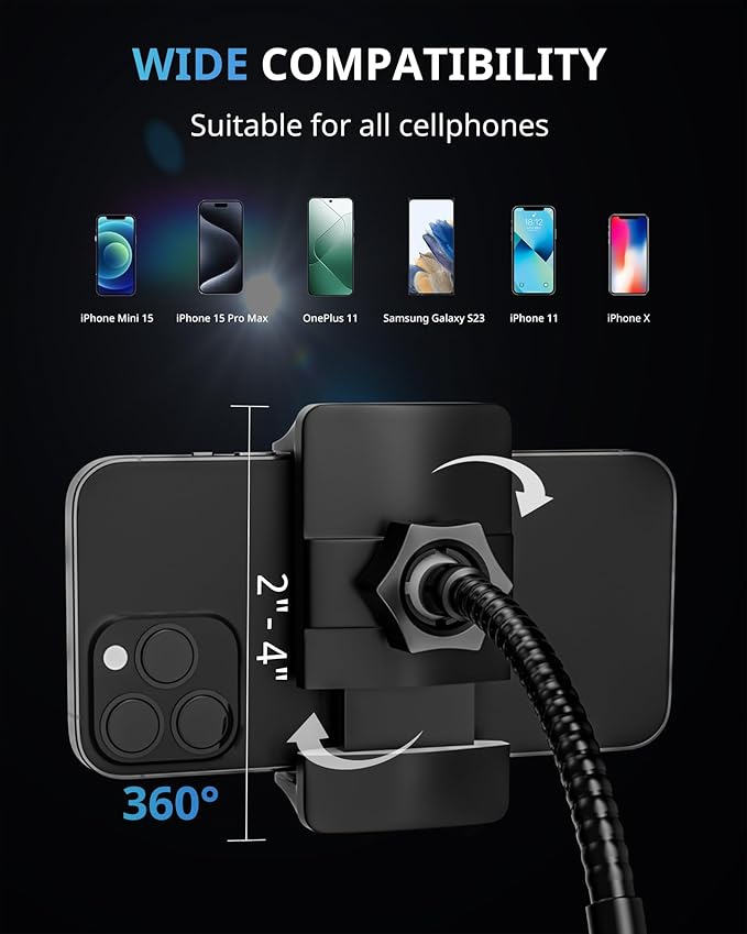 UBeesize Pro LED Ring Light Tripod with Phone Holder & Casters, Adjustable Overhead Phone/Camera Mount for iPhone, Video Recording, Live Streaming, Cooking (Mobile Stand with Light & Tripod)