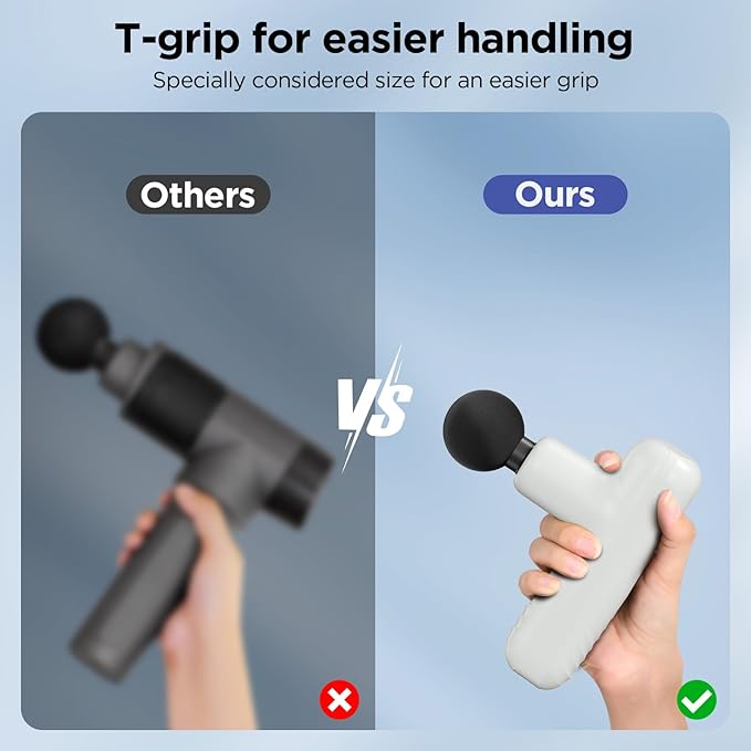 Mini Massage Gun, Powerful Handheld Muscle Massager for Back Pain Relief, Deep Tissue Percussion Small Massage Gun Travel Massager with 4 Massage Heads Silent Brushless Motor, White