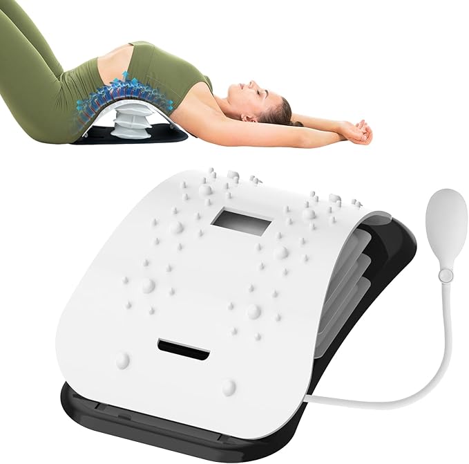 Back Stretcher for Lower Back Pain Relief,Adjustable Lumbar Traction Device, Ergonomic Spine Board with Acupressure Points,Back Massager for Spinal Decompression and Scoliosis