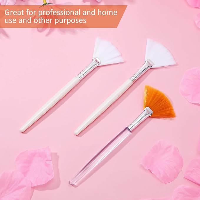 9 Pieces Facial Fan Mask Brushes, Soft Facial Applicator Brushes Tools for Peel Glycolic Makeup for Mud Cream(White, Yellow)