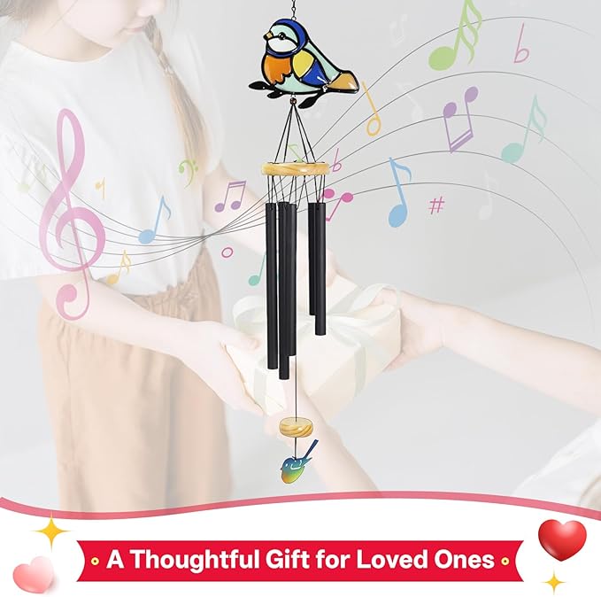 Wind Chimes for Outside Metal Aluminum 41.7" Inches Wind Chime with Brid Outdoor Decor Large Unique Chimes for Outside Festivals/Birthday for Mom Dad Grandma Home Garden Patio Decor