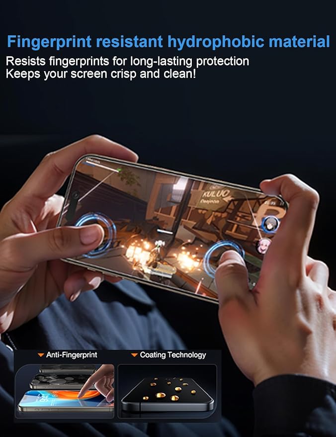 OneFish for iPhone 17 Pro Max Privacy Screen Protector, 4-Way 360° Anti-Spy Tempered Glass, 9H Hardness, HD Clear Anti-Fingerprint 3D Curved Edges, Case-Friendly & Easy Installation [2 Pack]