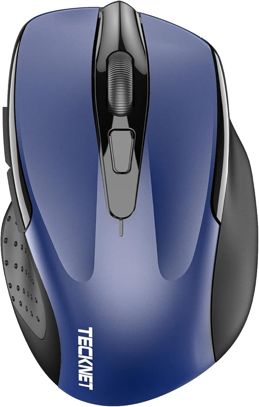 TECKNET Wireless Mouse (2.4G & BT5.0/3.0) Silent 4800 DPI Computer USB A & Bluetooth Mouse 6 Buttons, Wide Compatibility - Blue