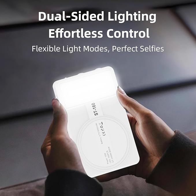 Magnetic Phone Light - 3 Color Temperature, 160 LED Selfie Light with Clip for Phone, Camera, Laptop, iPad, 3000mAh Portable Video Light for Tattoo/TikTok/Vlog/Zoom Calls/Makeup (White)
