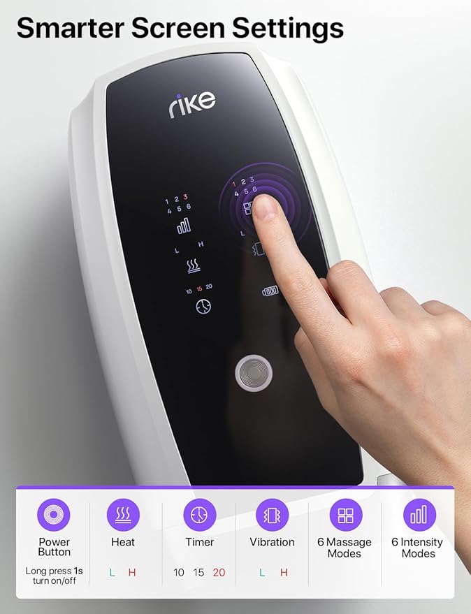 RIKE Hand Massager, 6 Modes 6 Intensities Hand Massager with Heat and Compression Arthritis and Carpal Tunnel, Birthday Gifts for Women Men (White)