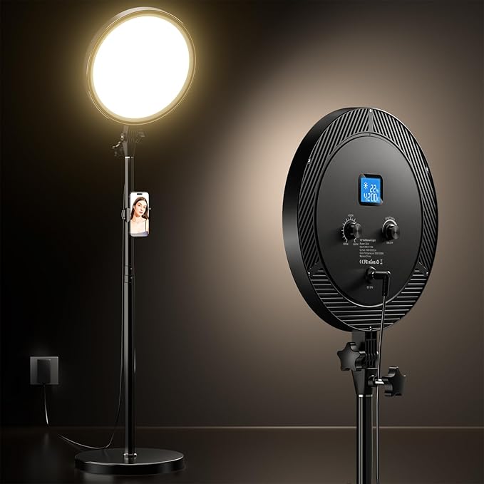 UBeesize Professional Ring Light with Stand, Phone Holder & Remote – 6500K Full-Screen LED Lighting for Makeup, Photography, Studio, Barber, and Live Streaming