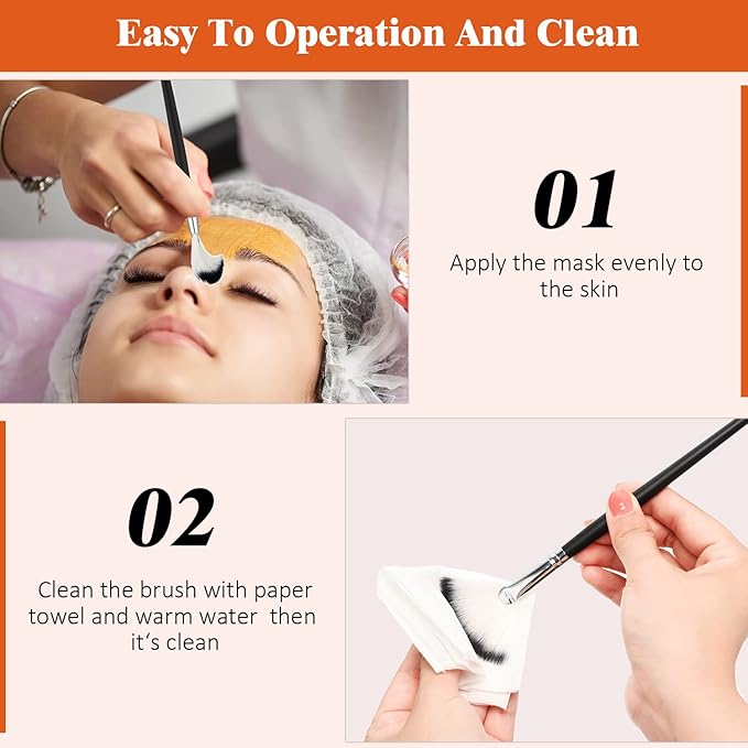9 Pieces Facial Fan Mask Brushes, Soft Facial Applicator Brushes Tools for Peel Glycolic Makeup for Mud Cream(Black and Silver)