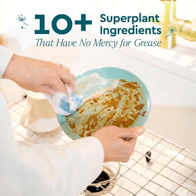 Puracy Natural Dish Soap Refill - Skin-Softening Plant-Based Liquid Dishwashing Detergent Soap, Clean-Rinsing Water-Sheeting Formula (Organic Lemongrass, 48 fl oz)