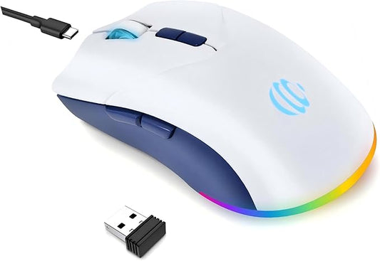 Wireless Bluetooth Mouse, Rechargeable USB Optical Mouse, 3 Adjustable DPI, LED Silent Dual Mode(Bluetooth 5.2 and 2.4G) Wireless Mouse for Mac, Laptop, PC, Android, Windows