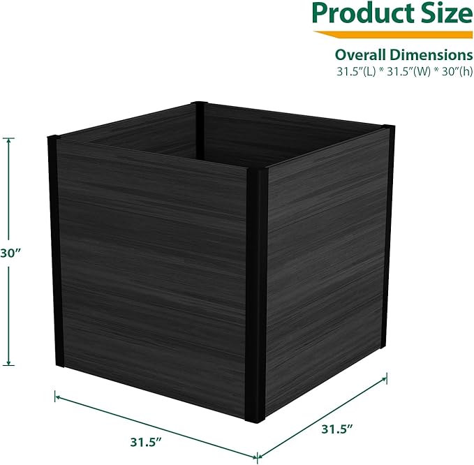 Raised Garden Bed - Expandable Design with Composite Panels & Aluminum Frame - Perfect for Flowers, Vegetables, Herbs - Outdoor Planter Box for Patio, Balcony, Backyard (Black)