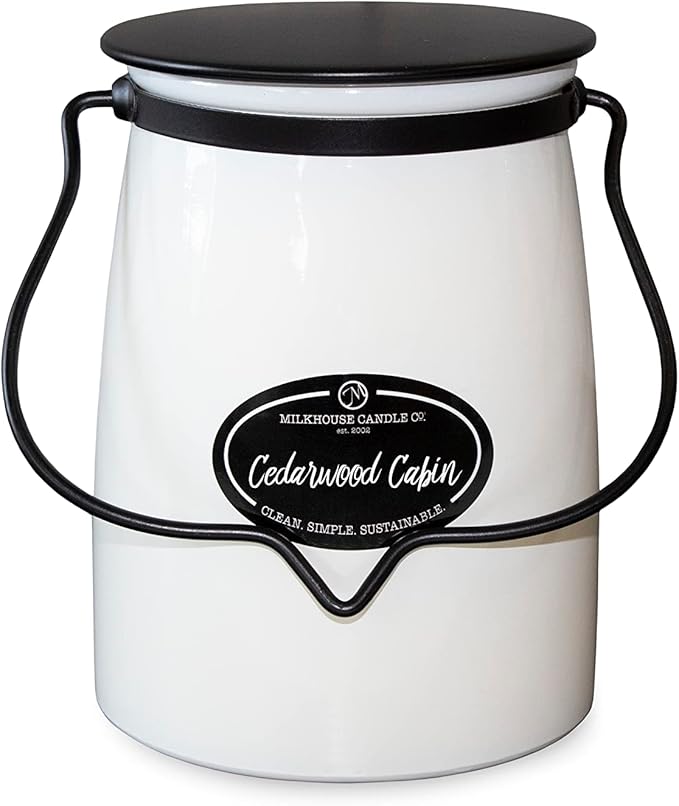 Milkhouse Candle Company - Cedarwood Cabin - Creamery Collection - 22oz Single Cotton Wick Soy Candles with Beeswax - Long Burn Time, Made in The USA - Non Toxic, Premium Scented Candles