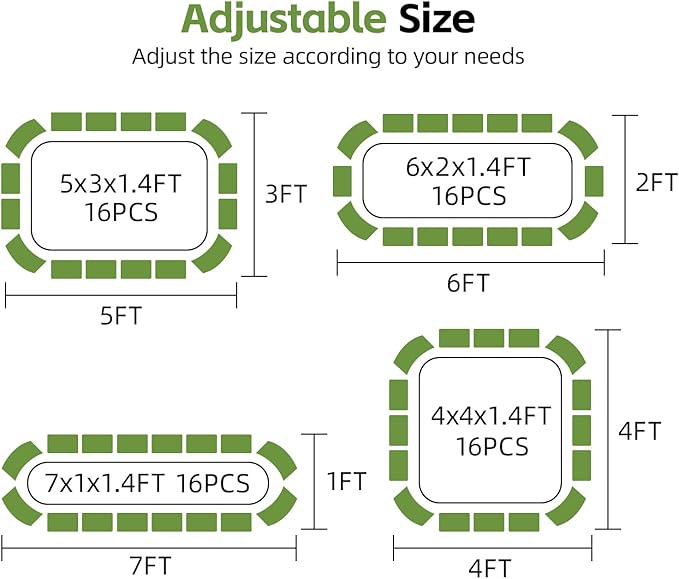 GoCampDriect 4 in 1 Raised Garden Bed - 5x3x1.4ft Galvanized Raised Garden Boxes Outdoor Corrosion Resistant | Variable Shape 6x2x1.4ft Metal Raised Garden Beds for Planting Vegetable, Fruits,Flower