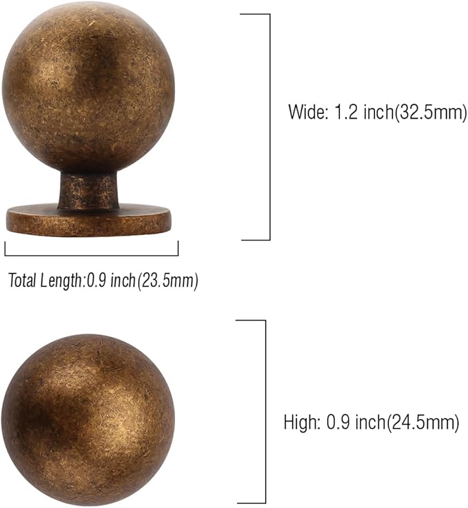 Asidrama 10 Pack Antique Brass Kitchen Cabinet Knobs, Vintage Retro Cabinet Knob Kitchen Cabinet Hardware for Cupboard Drawer Knob Dresser Knobs