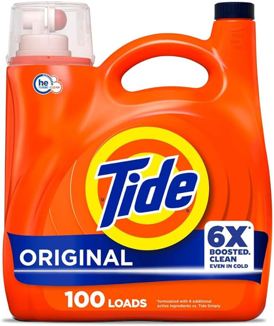 Tide Laundry Detergent Liquid, Original Scent, HE Compatible, 100 Loads, 125 fl oz, Tide Laundry Detergent, Liquid Laundry Detergent (Packaging May Vary)
