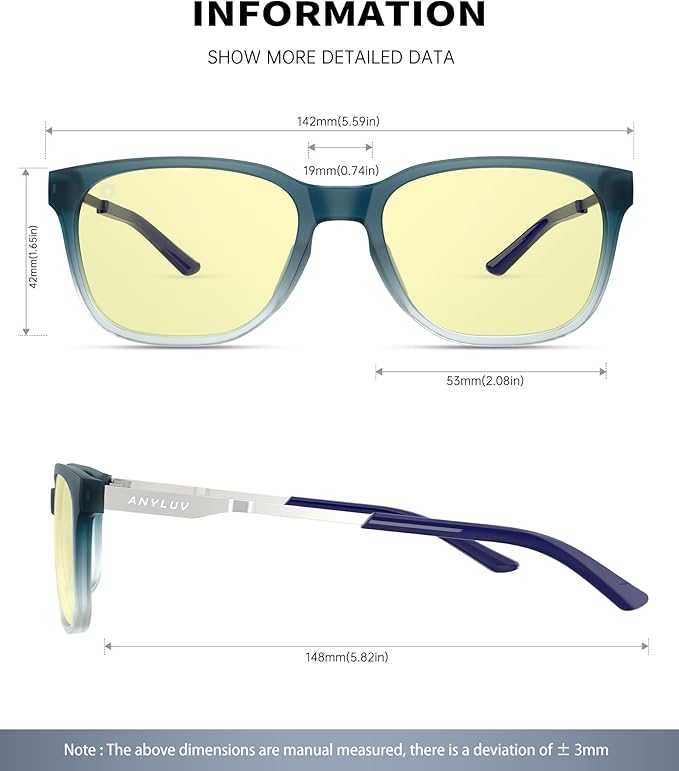 ANYLUV Blue Light Glasses for Men, Computer Gaming Glasses men, Stylish Anti Eyestrain Blue Light Blocking Glasses Men