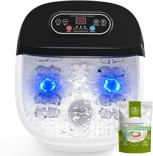 Foot Spa Bath Massager with Heat - Ozone & UV and Blue Light Foot Soaking Tub, Epsom Salt, Adjustable Temperature, Bubble and 8 Rollers, Birthday Gift for Mom Dad